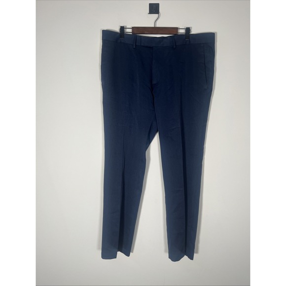 Kenneth Cole Reaction  Slim Fit Men 38x30 Blue NWT Dress Pant Flat Front - Picture 1 of 12